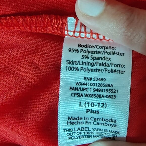 Wonder Nation Velour and Tulle dress in brilliant red (Large plus 10-12 size) - Picture 6 of 9